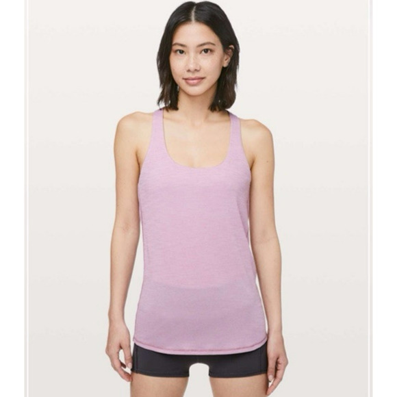 Lululemon SLAY THE STUDIO 2-In-1 Tank Heathered Purple Sz6 Yoga Top Built-In-Bra - Picture 2 of 14